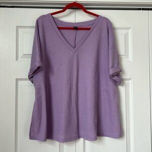 Shein Waffle Knit Purple‎ V-neck Tshirt